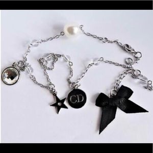 CHRISTIAN DIOR Silver Plated Chain Necklace